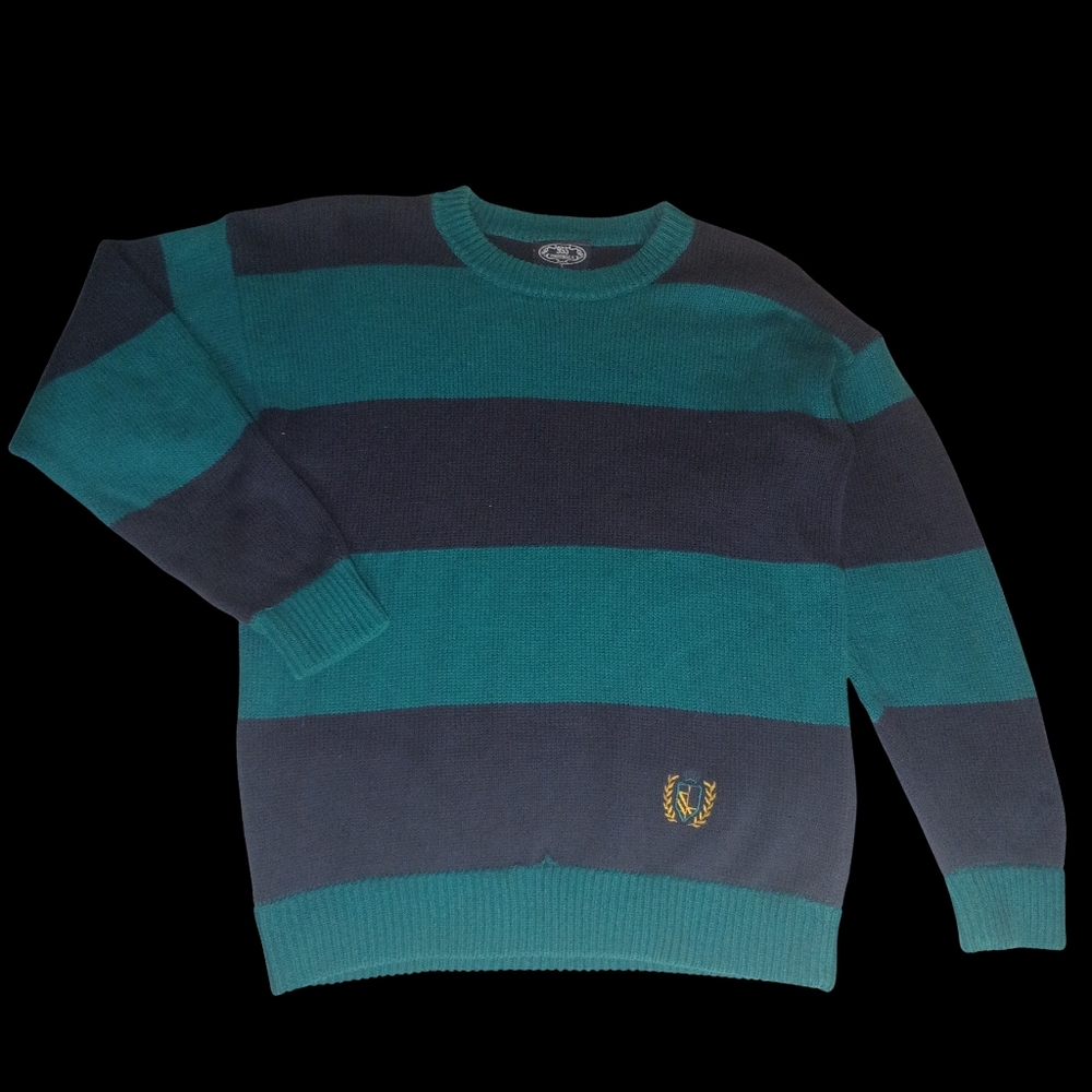 955 Originals Size Mens Small Long Sleeve Striped Cable Knit Vintage Sweatshirt